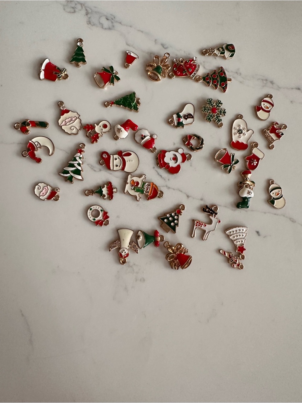 40 Christmas Charms  Set for jewelry makers - Red & Green Holiday Enamel Charms